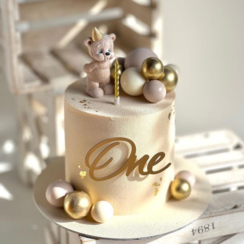Kids Outdoor Merry Go Round - Akrylowa złota litera One Cake Topper