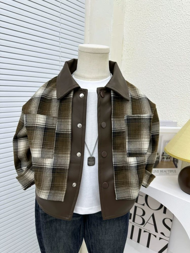 Kids Outdoor Jacket - Dziecięca kurtka w kratę Chłopcy Wiosna