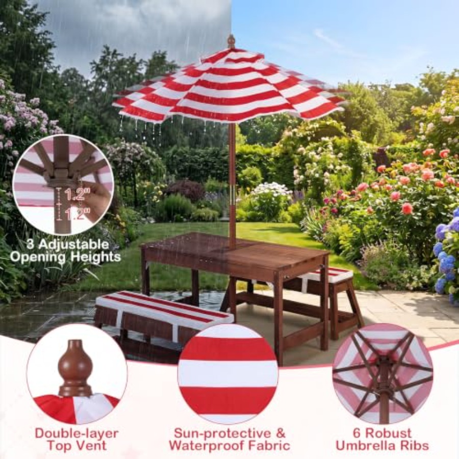 Kids Outdoor Water Table - Drewniany stolik piknikowy dla dzieci do