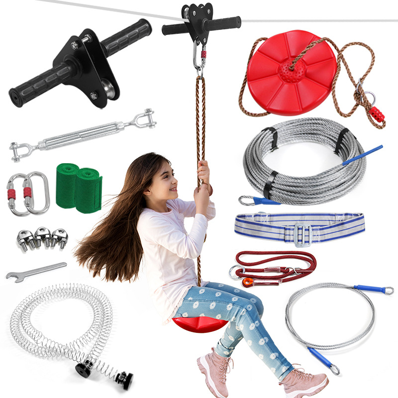 Kids Outdoor Zipline - Zestaw do samodzielnego montażu linowej zjeżdżalni