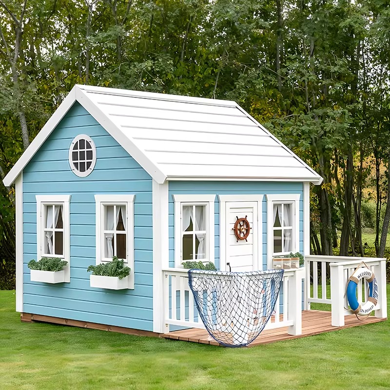 Kids Outdoor Cubby House - Drewniany domek dla dzieci do zabawy