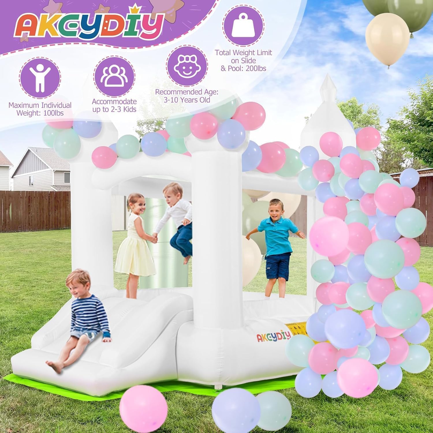 Biały dmuchany zamek do skakan – Kids Outdoor House recenzja i cena