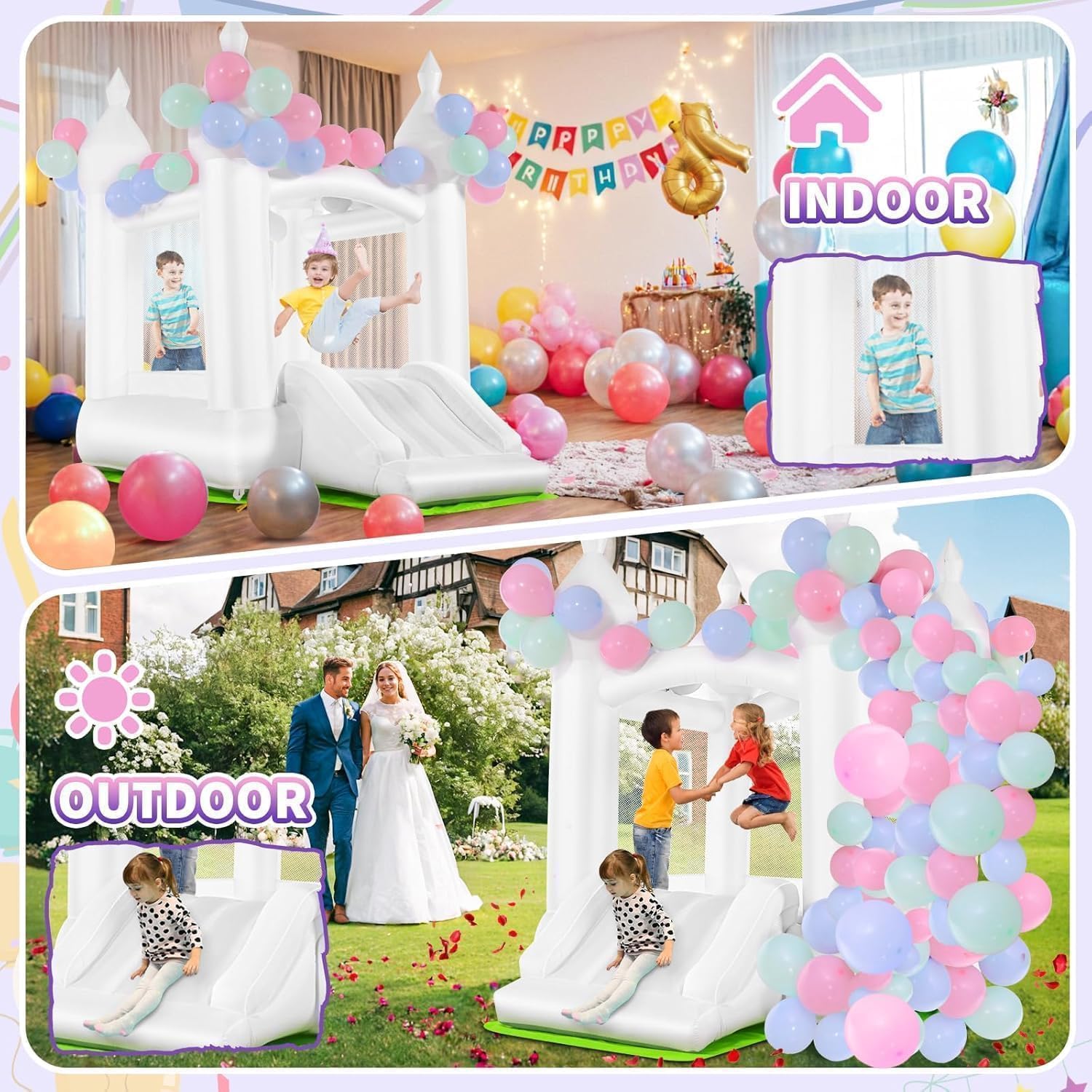 Biały dmuchany zamek do skakan – Kids Outdoor House recenzja i cena