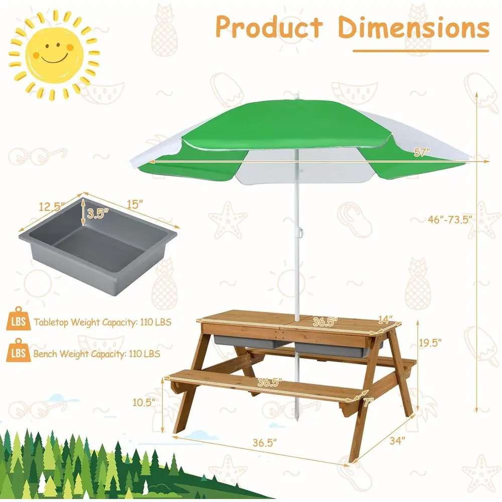 Drewniany stolik piknikowy 4w1 – Kids Outdoor Water Table recenzja i cena