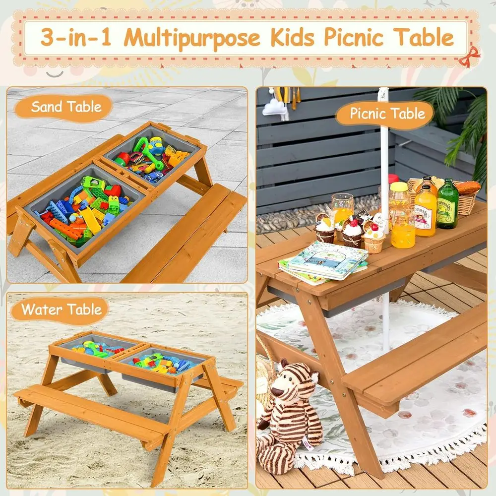 Drewniany stolik piknikowy 4w1 – Kids Outdoor Water Table recenzja i cena