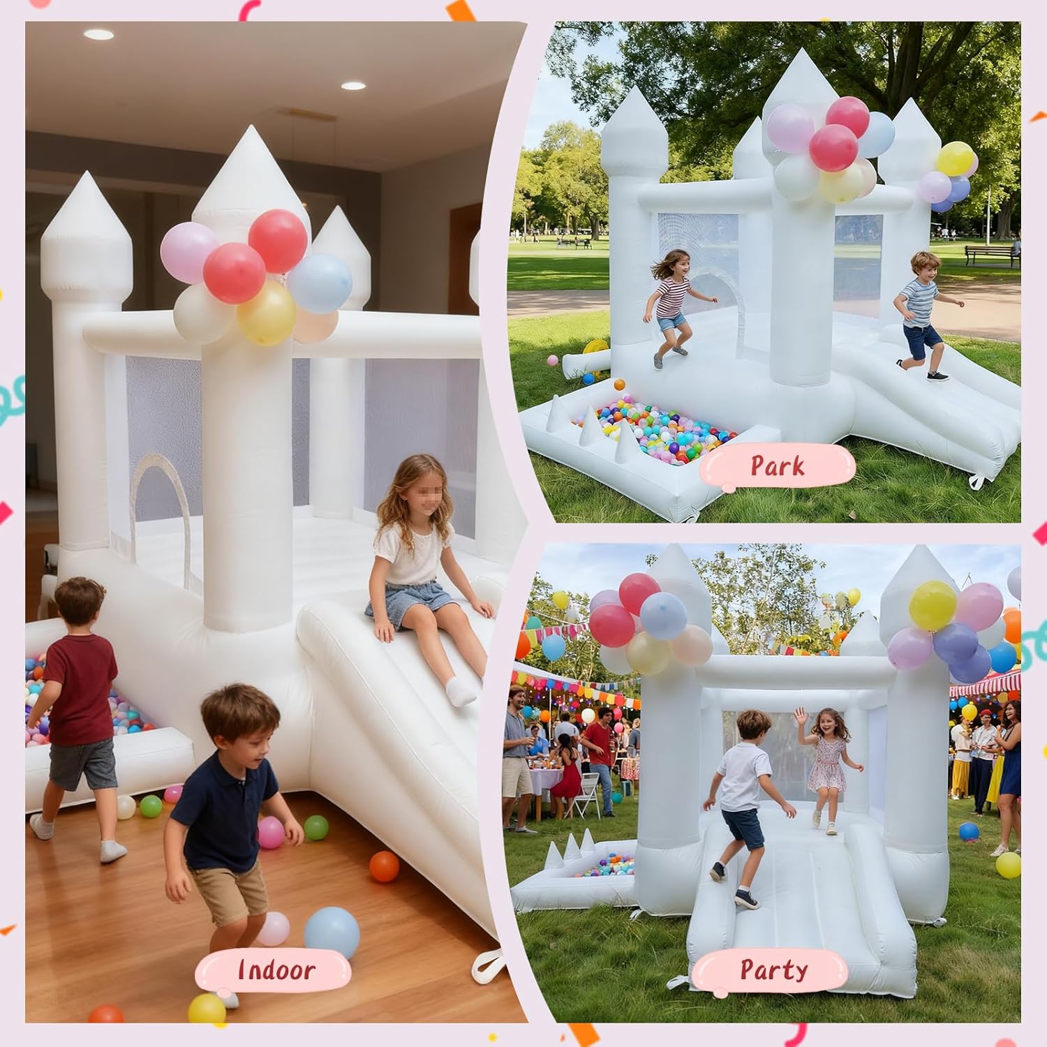 Biały dmuchany zamek do skakan – Kids Outdoor House recenzja i cena