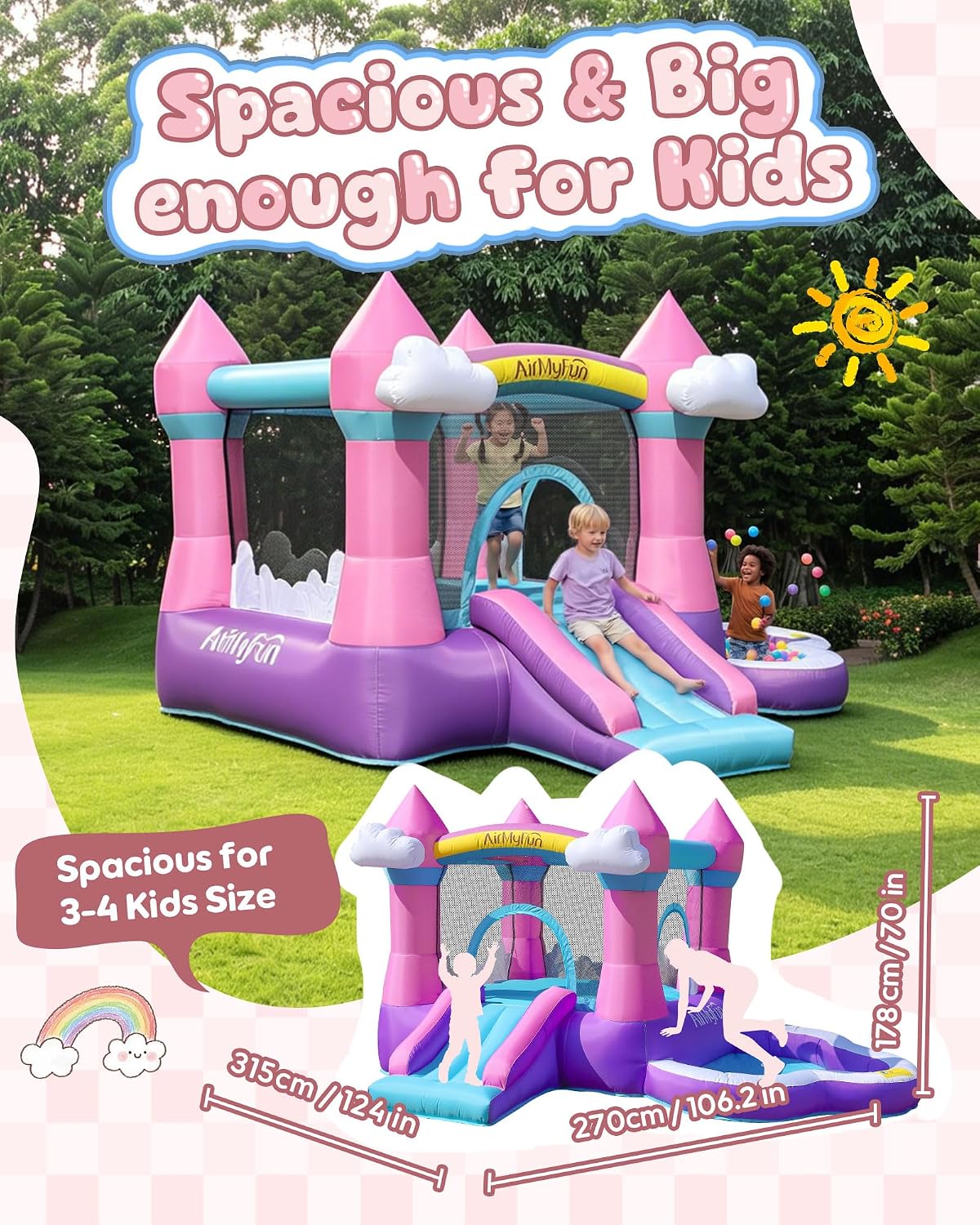 Różowy dmuchany zamek do skaka – Kids Outdoor House recenzja i cena