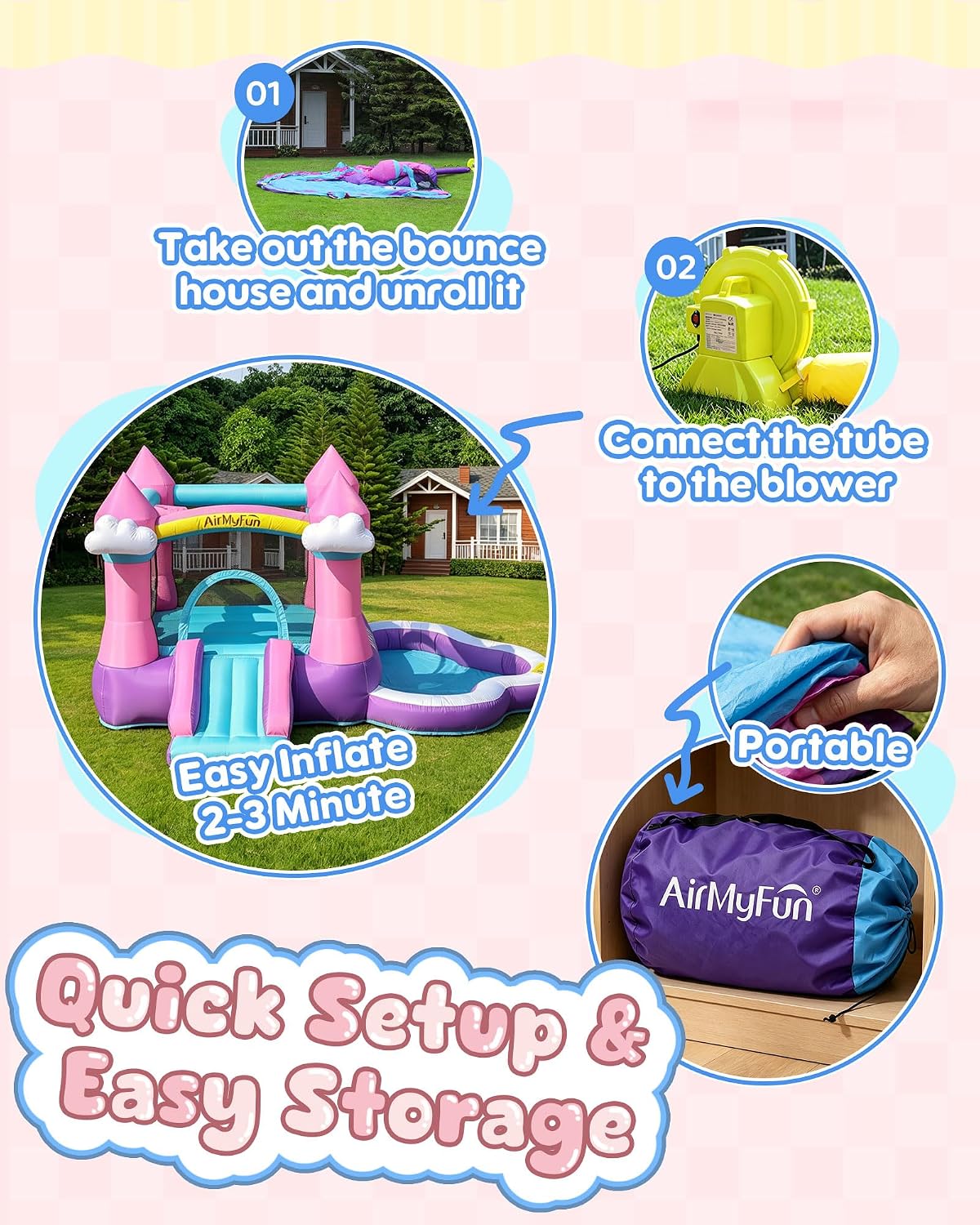 Różowy dmuchany zamek do skaka – Kids Outdoor House recenzja i cena