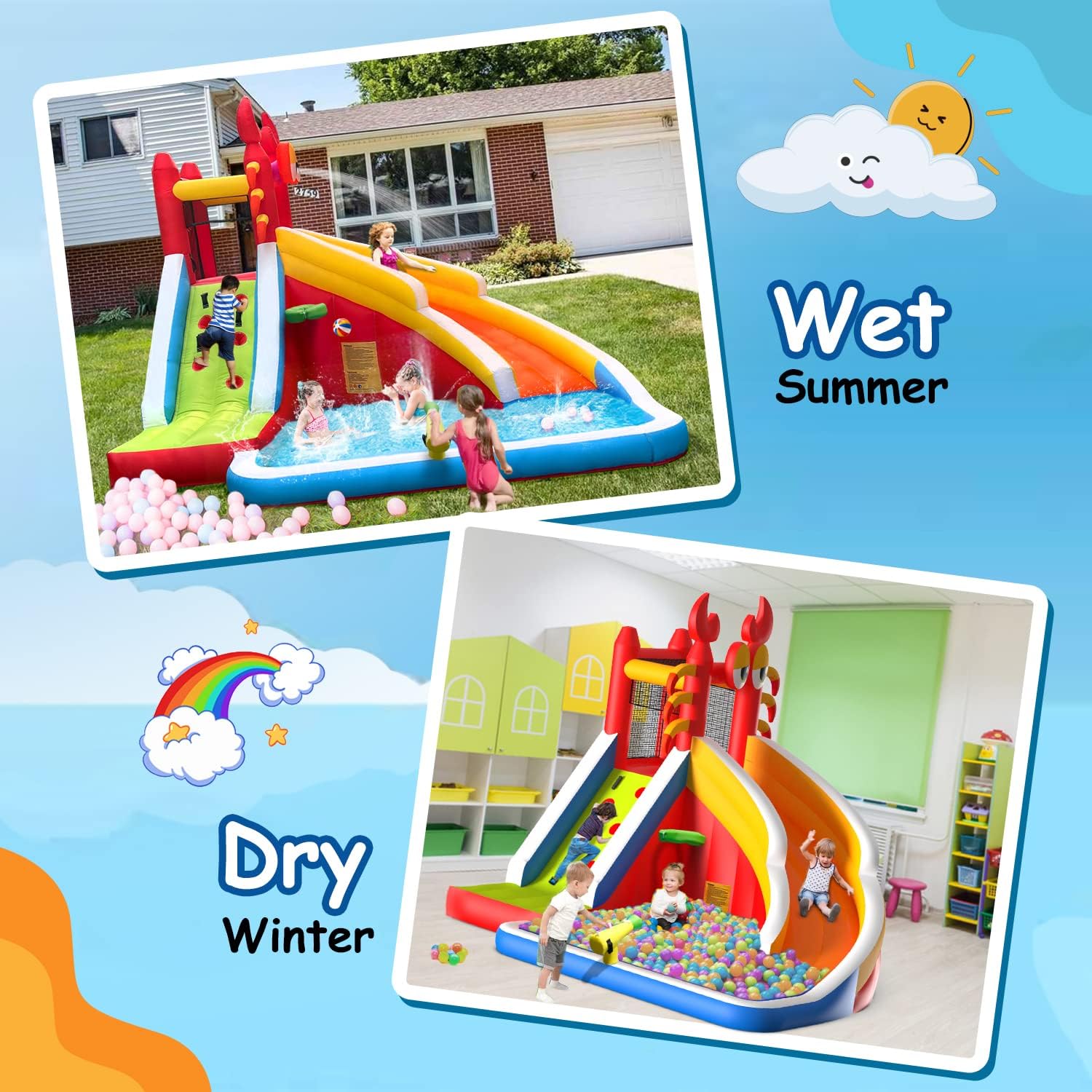 Duży dmuchany zamek do skakani – Kids Outdoor House recenzja i cena